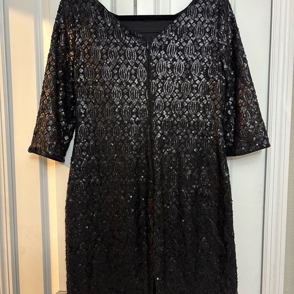 Calvin Klein Black Sequin Lace Dress - Picture 2 of 4